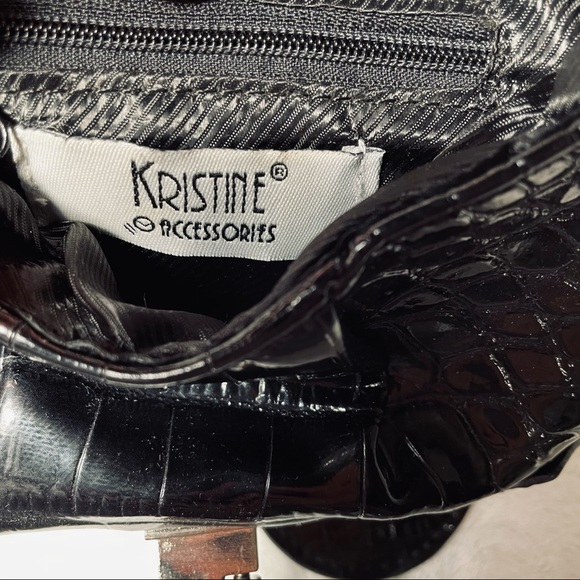 Kristine Accessories Mini Purse with Chain Strap in Croc Faux Leather Black - Picture 5 of 5